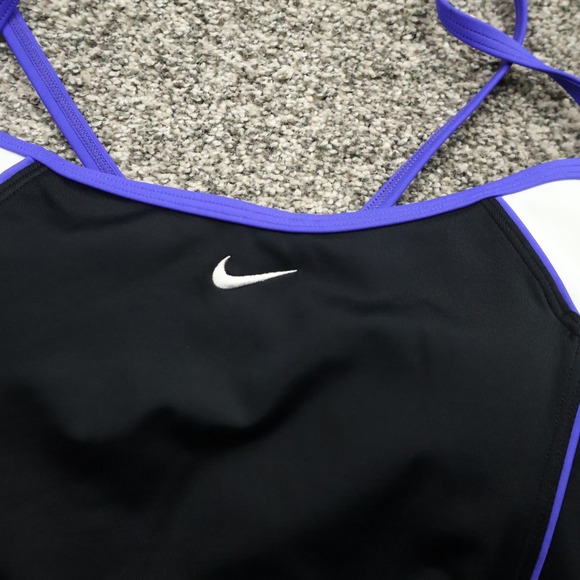Nike Swimsuit‎ Women's 10 Black White Purple One Piece Athletic Training New - Picture 2 of 9